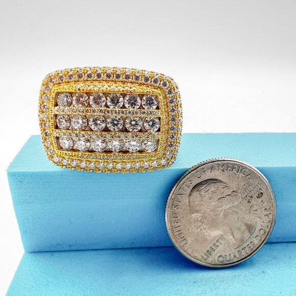 925 Sterling Sliver Moissanite Rectangle Elevated Ring, 1inch wide 6.961ctw VVS - Picture 7 of 7